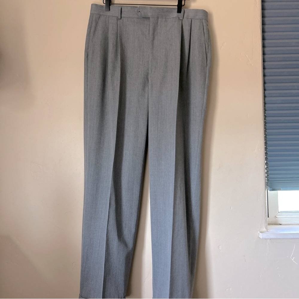 Joseph & Feiss Gray Wool-Blend Cuffed Hem Pants Sz 36x32